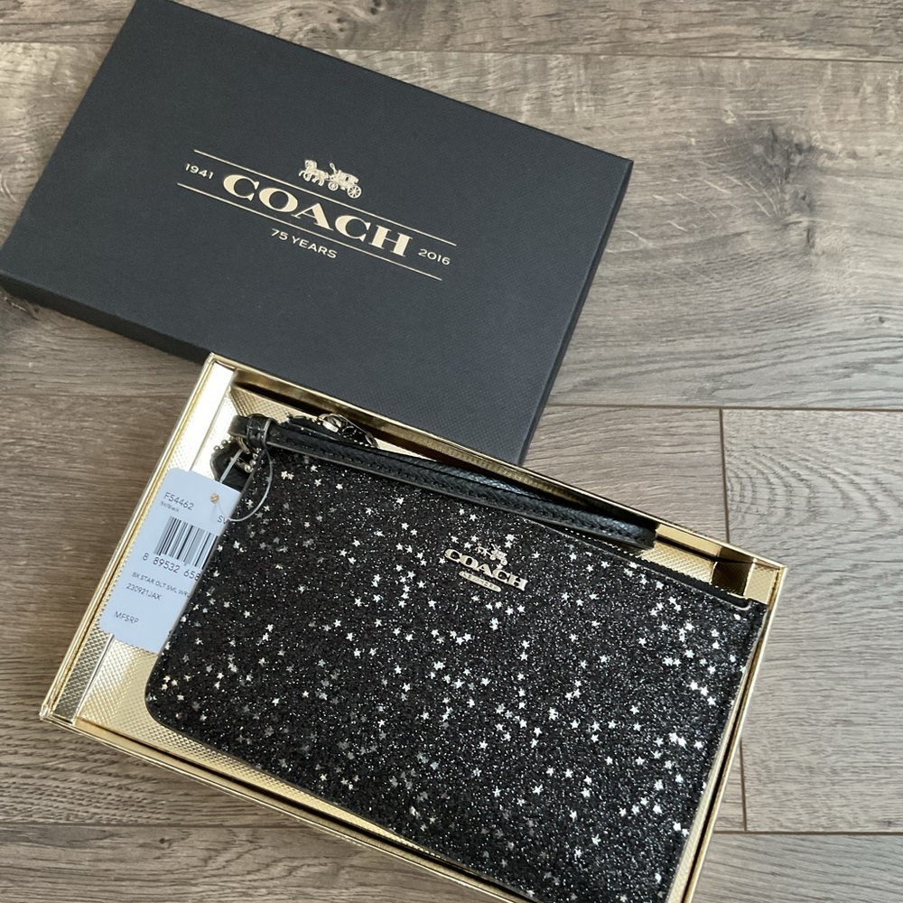 Coach Black Glitter Wristlet